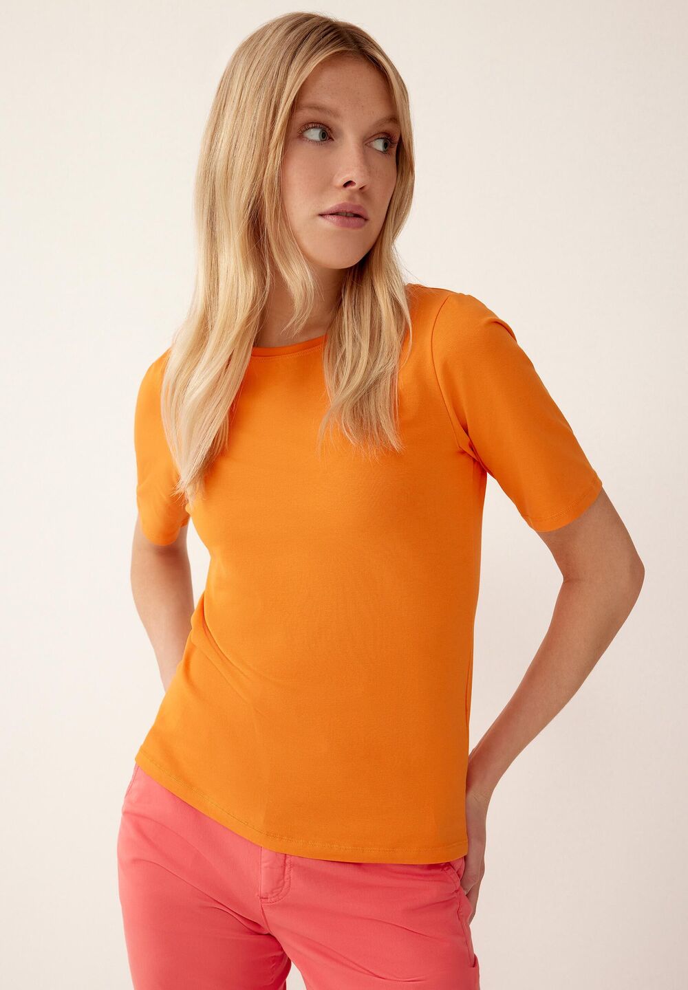T-Shirt, U-Boot Ausschnitt, fresh orange, Frühjahrs-Kollektion, orangeFrontansicht