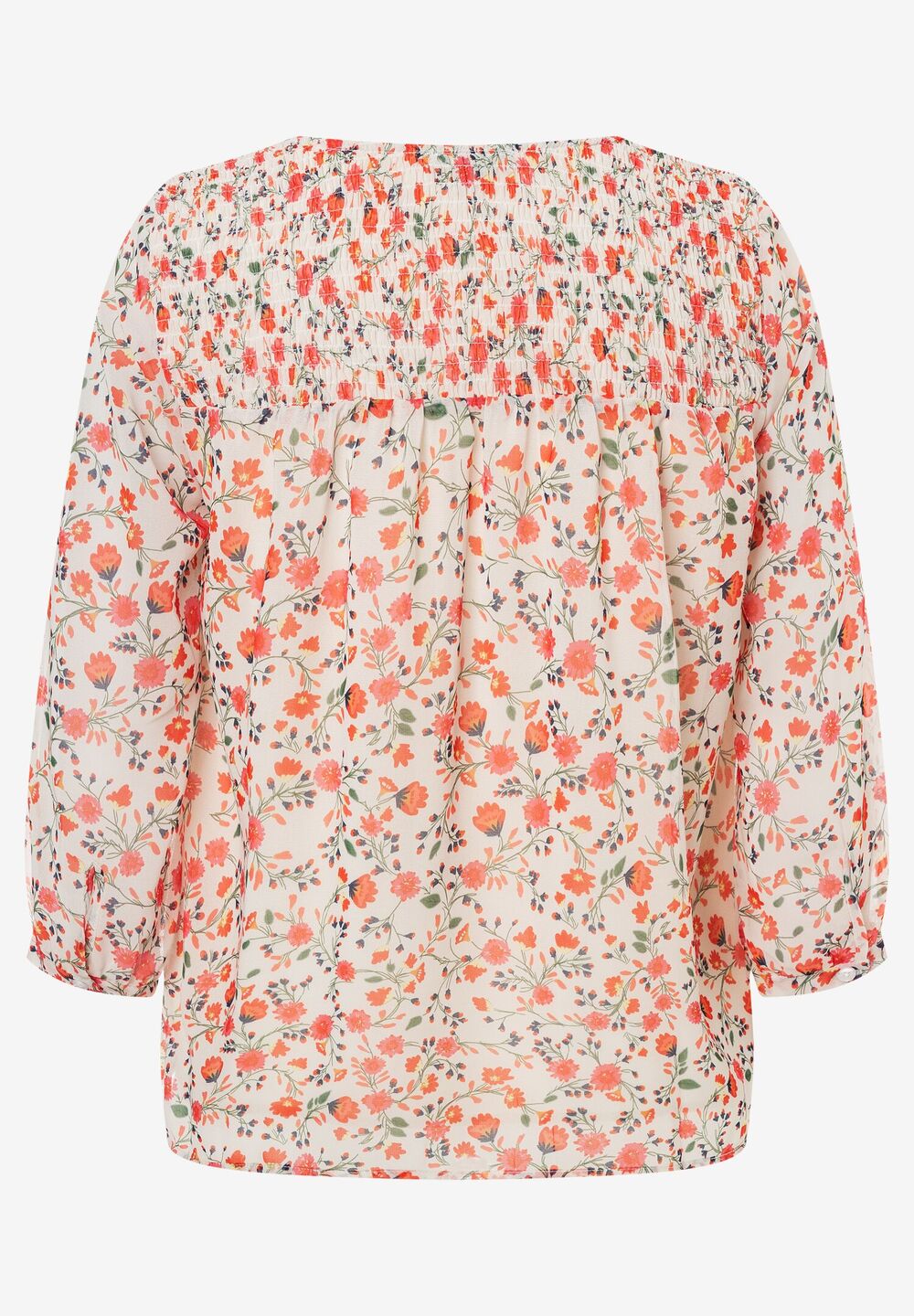Chiffonbluse, Flowerprint, Frühjahrs-Kollektion, ecru 