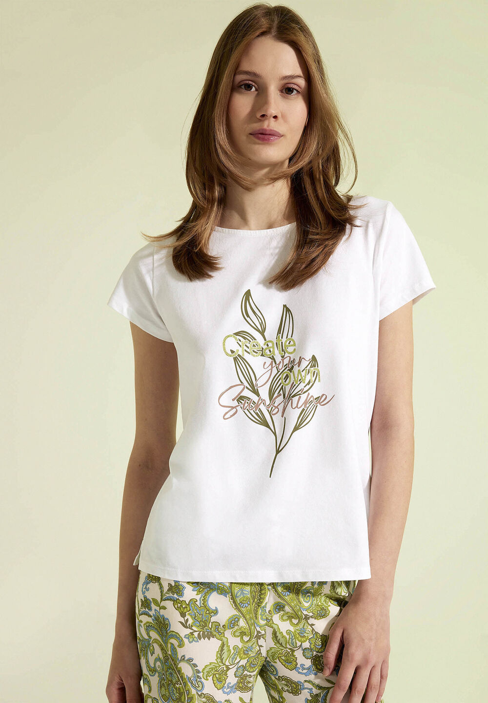 T-Shirt mit Frontprint, ecru, Sommer-Kollektion, ecruFrontansicht
