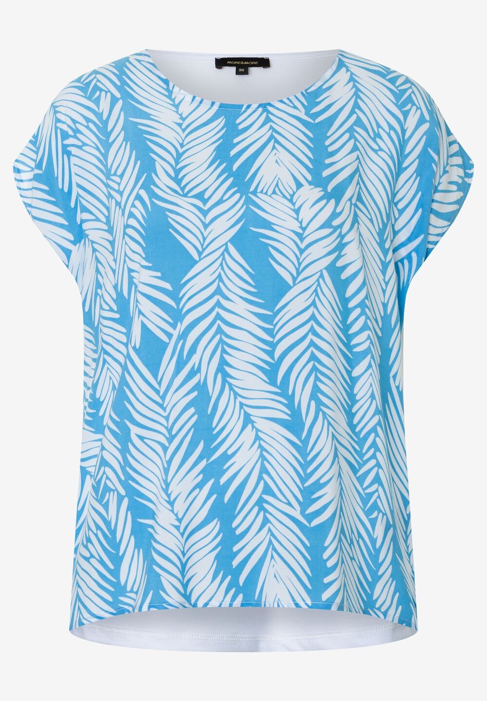 Blusenshirt, Palmblätter-Print, Sommer-Kollektion, blauFrontansicht