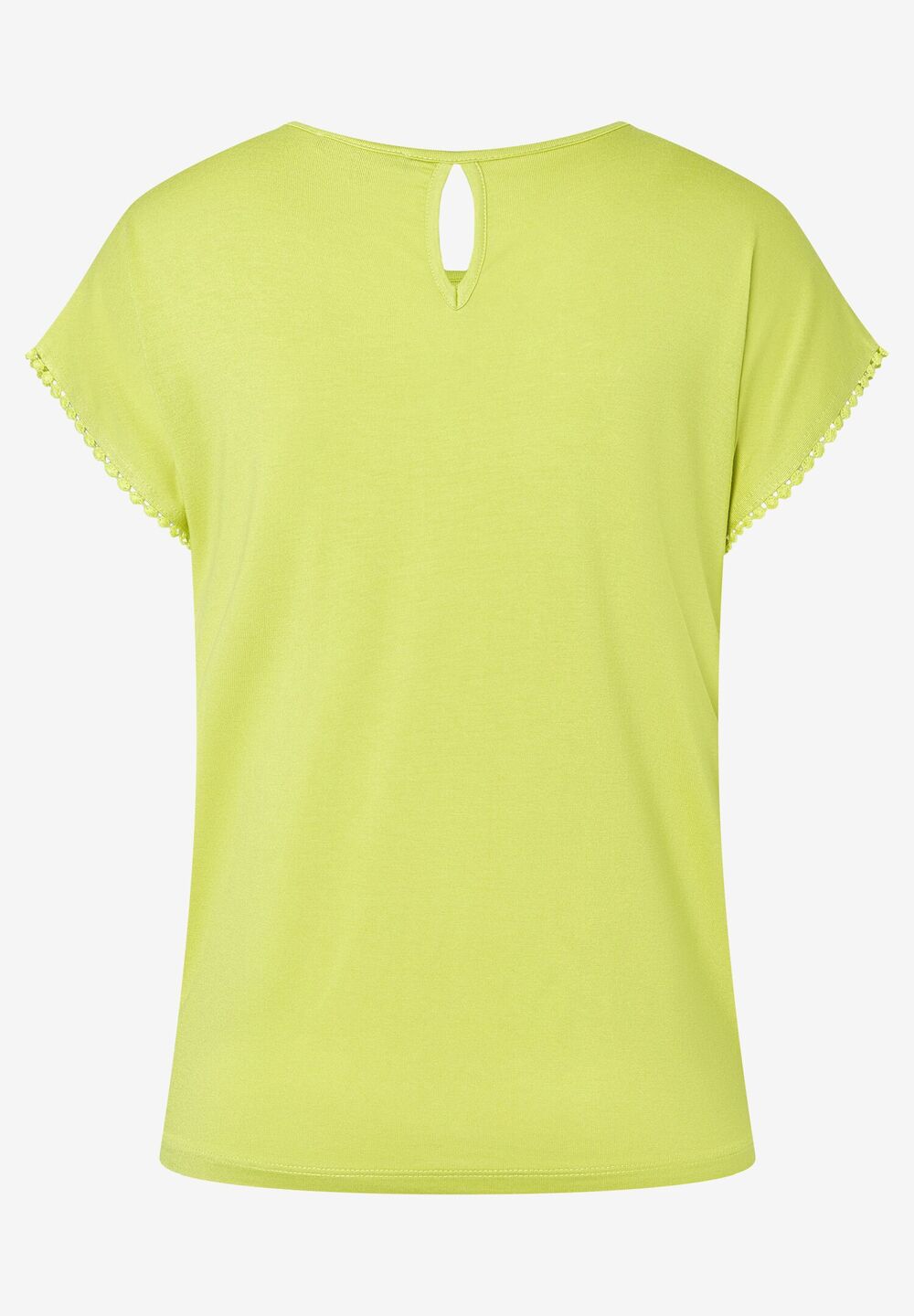 Blusenshirt mit Zierkante, lime green, Sommer-Kollektion, gelb Rückansicht