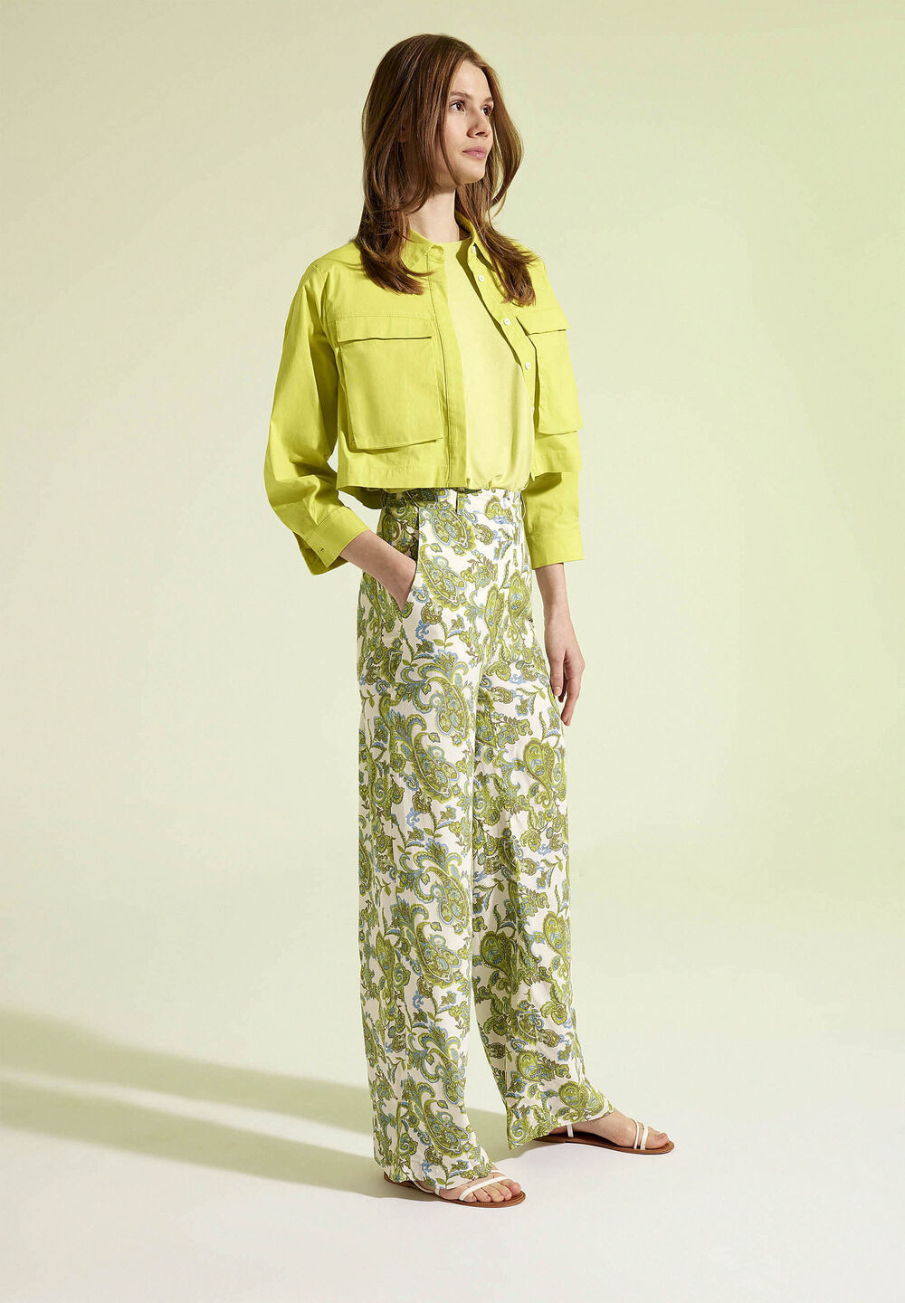 kurze Blusenjacke, lime green, Sommer-Kollektion, gelb Rückansicht