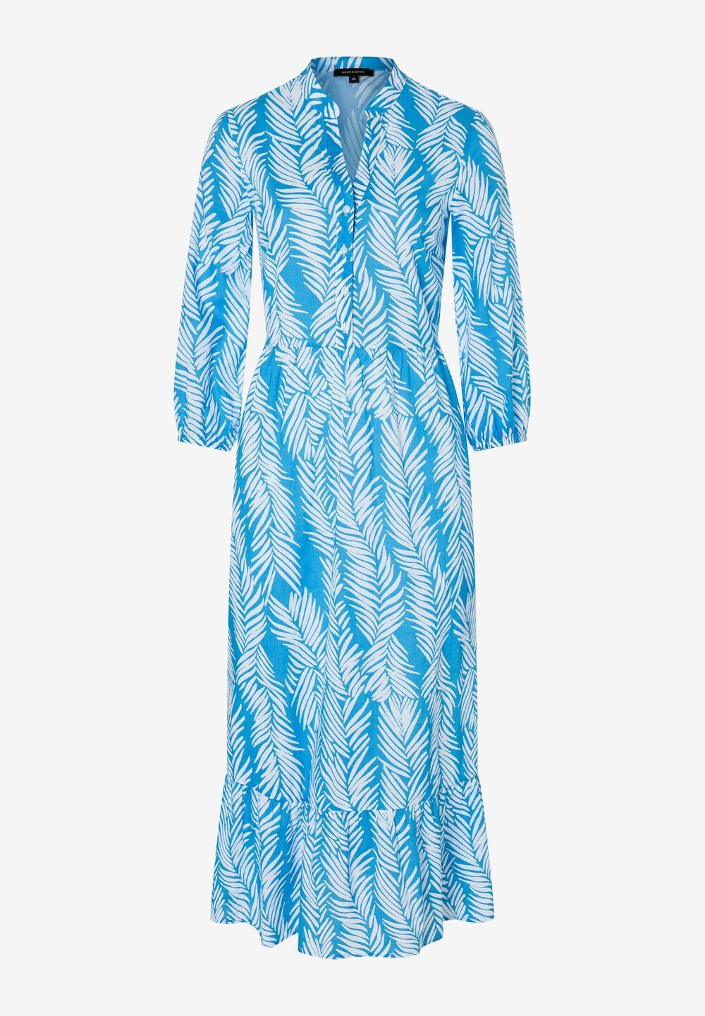 Maxikleid, Palmblätter-Print, Sommer-Kollektion, blau Rückansicht