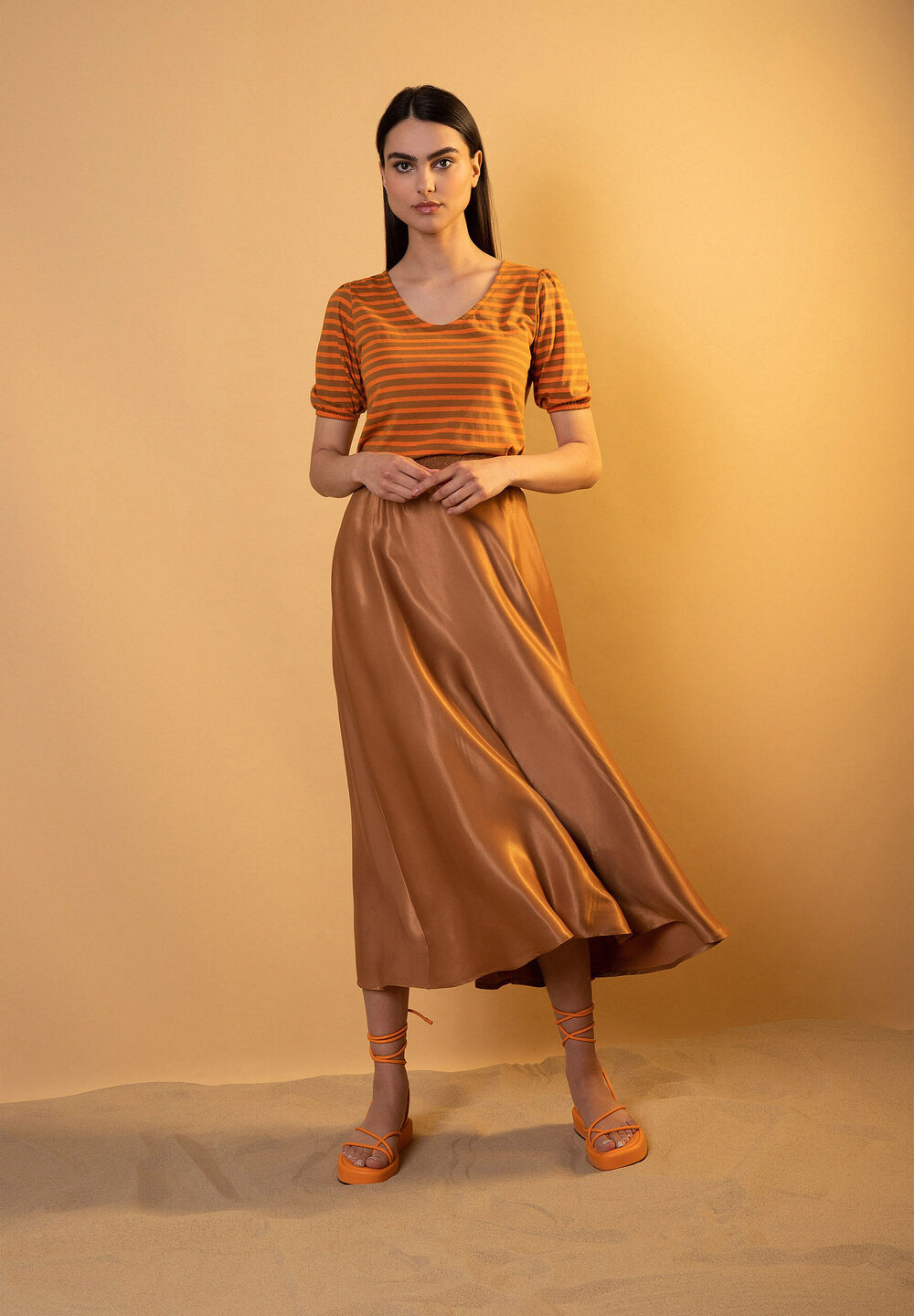 Streifenshirt, orange/nougat, Sommer-Kollektion, orangeRückansicht