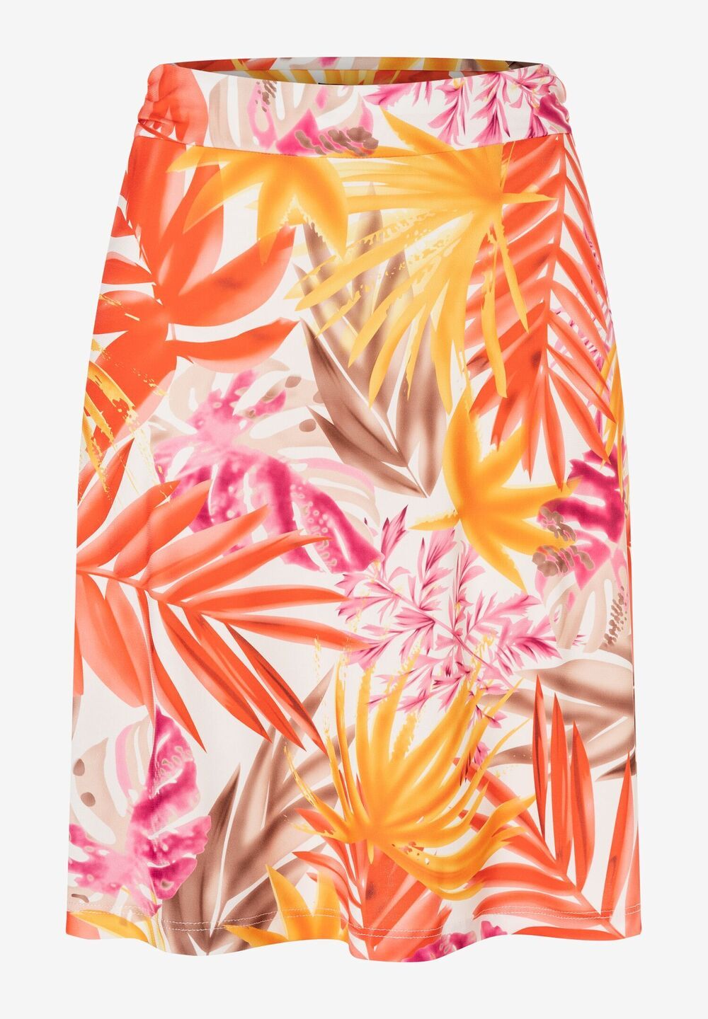 Jerseyrock, Blätterprint, Sommer-Kollektion, orange Rückansicht