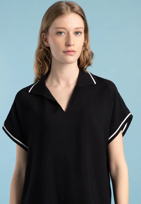 More & More Polo-Bluse, schwarz, Frühjahrs-Kollektion