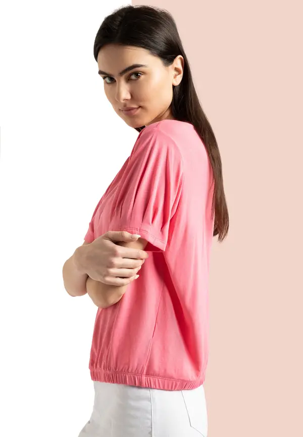 More & More Shirt mit Faltendetail, sorbet pink, Sommer-Kollektion