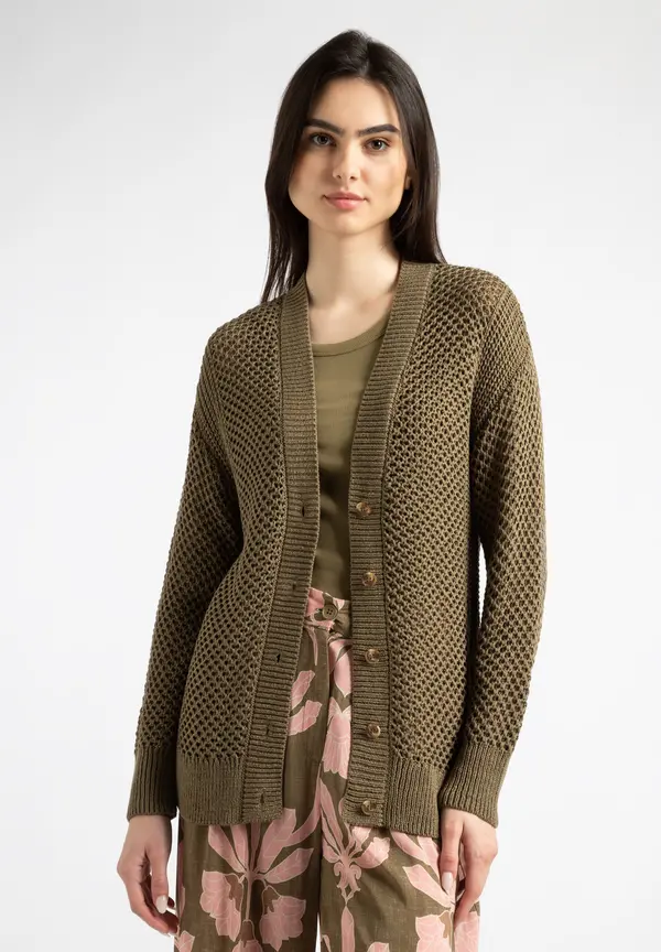 More & More Ajour Cardigan, soft reed green, Sommer-Kollektion