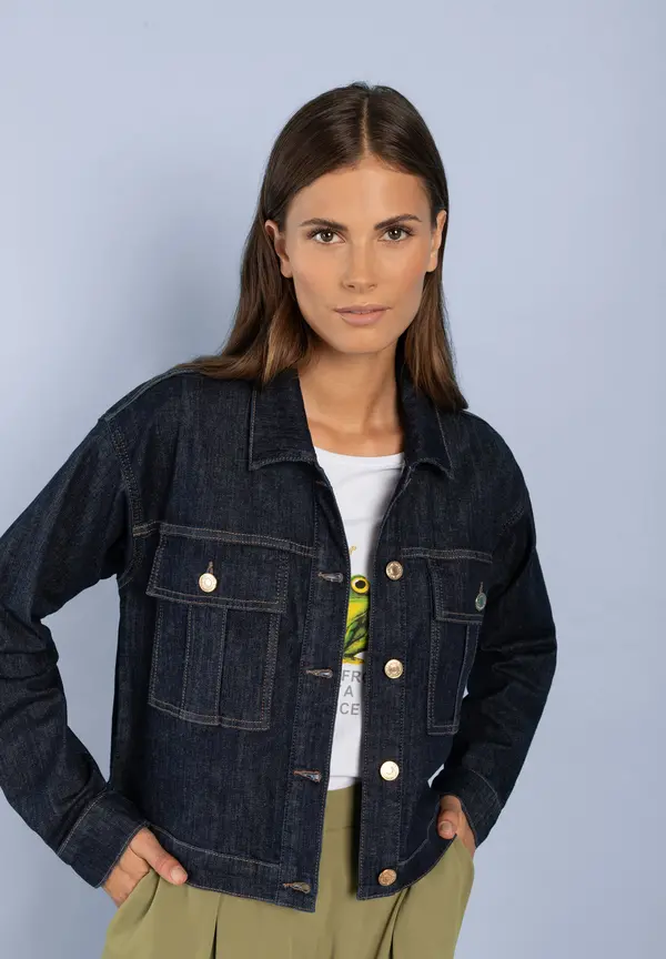 More & More Jeansjacke, dark blue denim