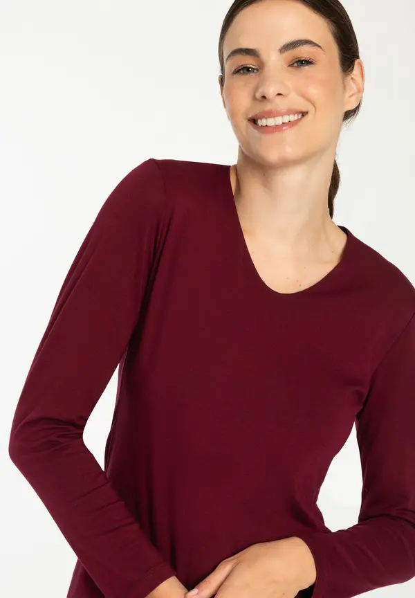 More & More Langarmshirt, bordeaux, Herbst-Kollektion