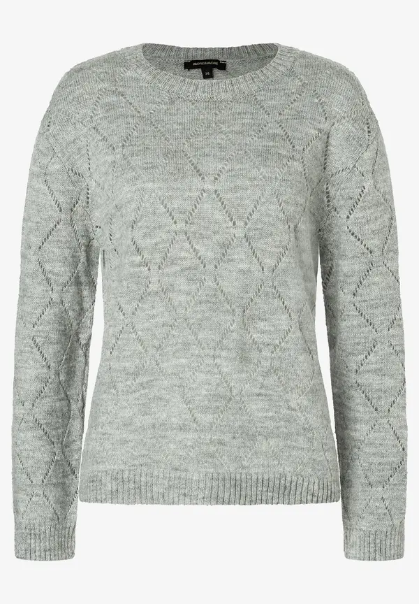 More & More Ajour-Pullover, grau melange, Herbst-Kollektion