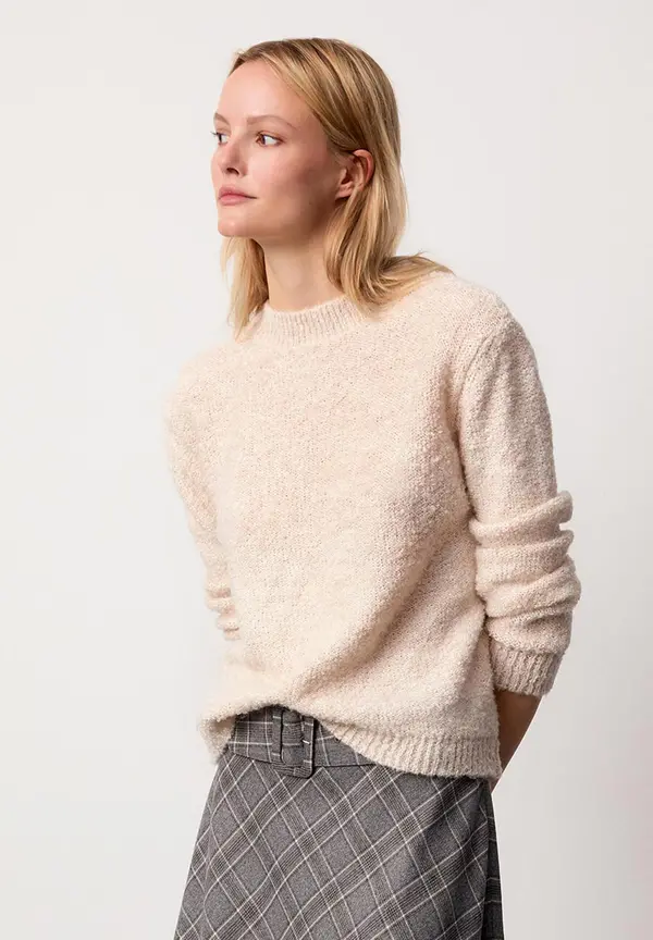 More & More Bouclé-Pullover, powder creme, Herbst-Kollektion