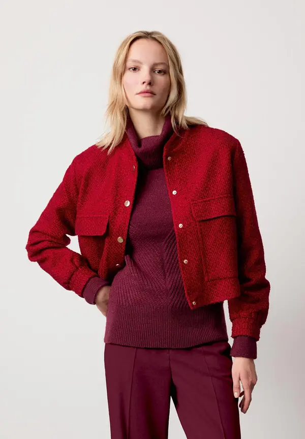 More & More Bouclé-Blouson, rot, Herbst-Kollektion