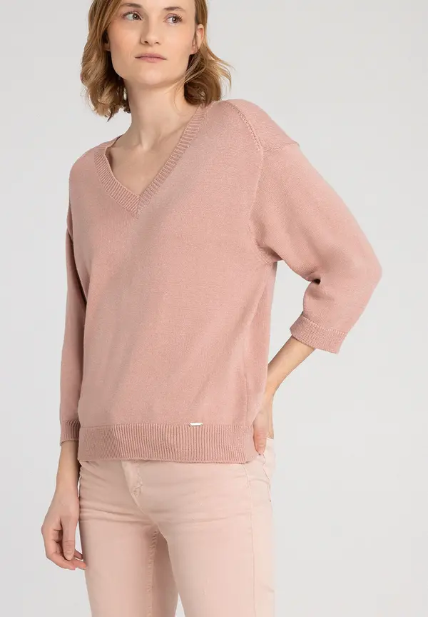 More & More V-Neck Pullover, rosa, Frühjahres-Kollektion