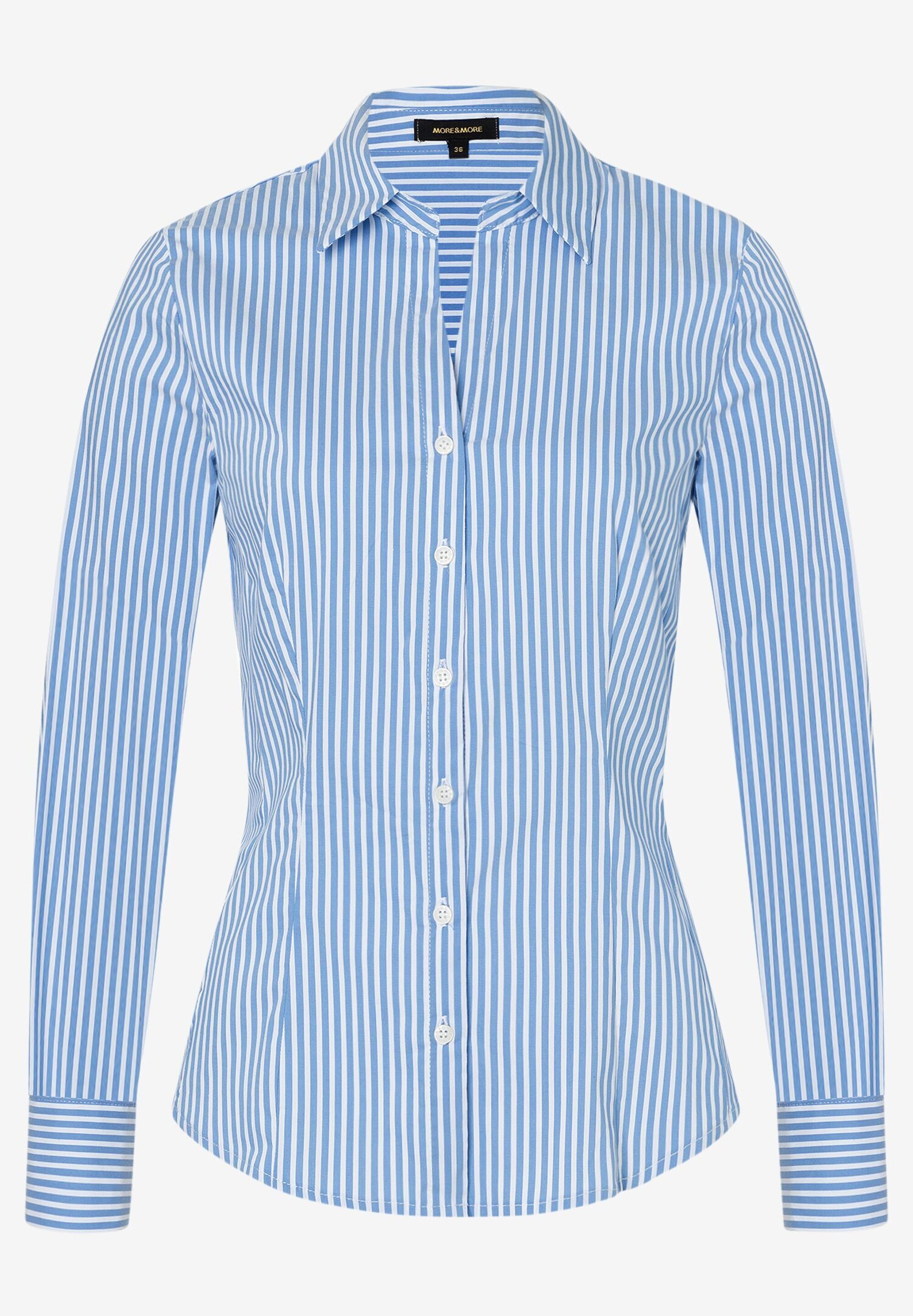 Hemdbluse mit Streifen, blau/weiß, Frühjahrs-Kollektion | Der offizielle  MORE & MORE Onlineshop
