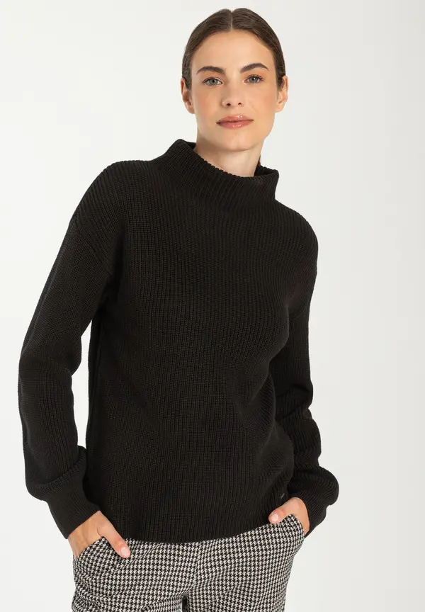 More & More Rippstrick-Pullover, schwarz, Herbst-Kollektion