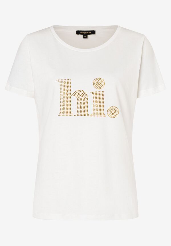 T-Shirt mit Steinchen-Schrift, ecru, Sommer-Kollektion günstig online kaufen