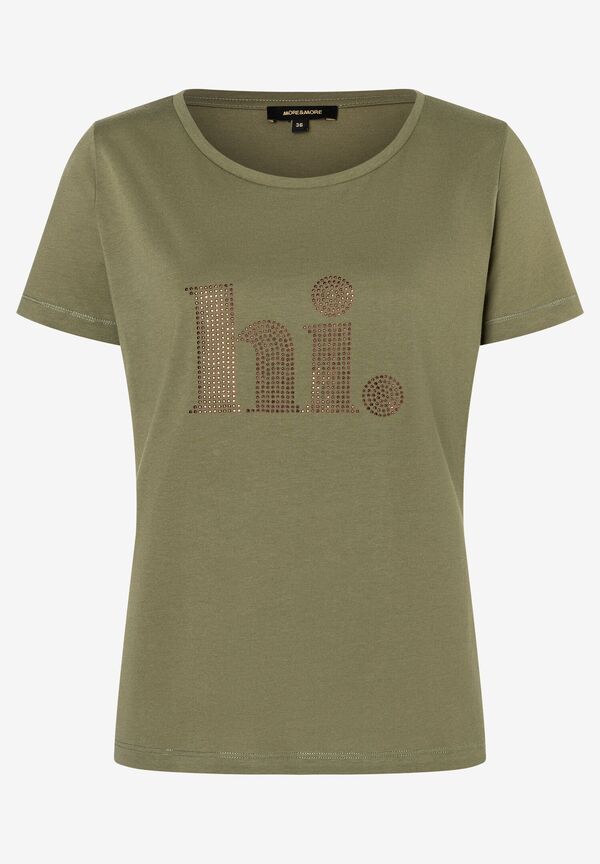 T-Shirt mit Steinchen-Schrift, tundra olive, Sommer-Kollektion günstig online kaufen