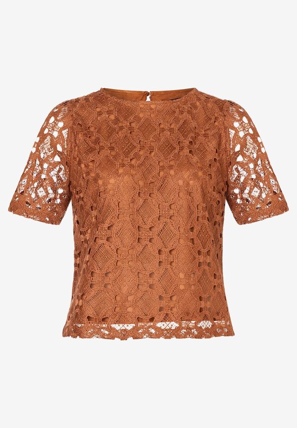 Spitzenbluse, clay brown, Sommer-Kollektion günstig online kaufen