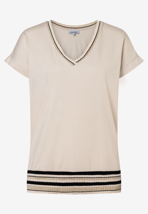 4070087026534 - T-Shirt mit Strickbündchen powder creme 4070087026534 - T-Shirt mit Strickbündchen powder creme